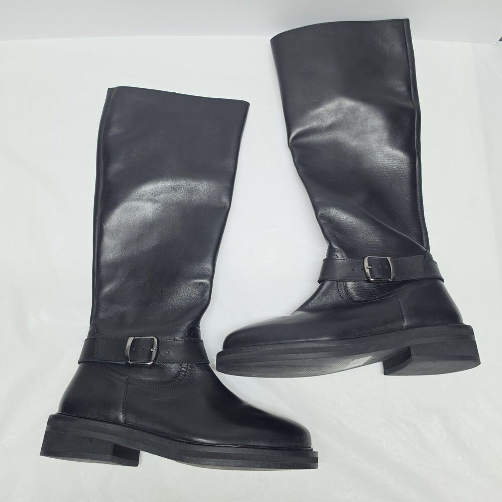 NEW Seychelles Provence Black Genuine Leather Boots Women's 7 Riding Style Moto